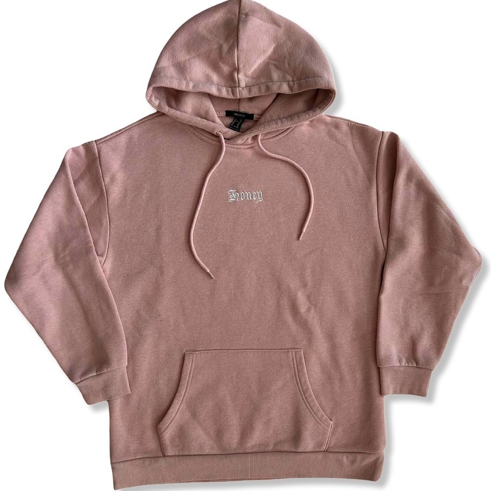 Forever 21 Light Pink ‘Honey’ Embroided Hoodie | women’s Hoodie | size Medium